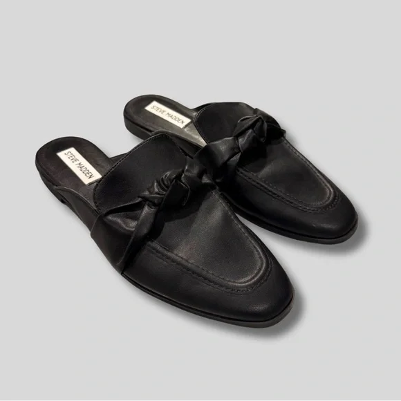 Steve Madden Women’s Chart Leather Black Loafers - Picture 2 of 5